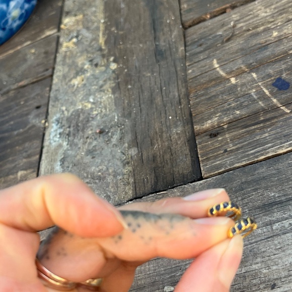 10k gold sapphire earrings natural blue hoop hoops huggies yellow minimalist 10k - Picture 13 of 16